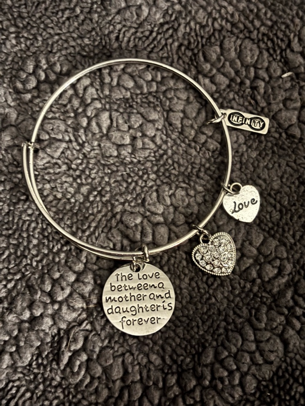 Silver Tone 'Mother and Daughter' Heart Charm Bracelet